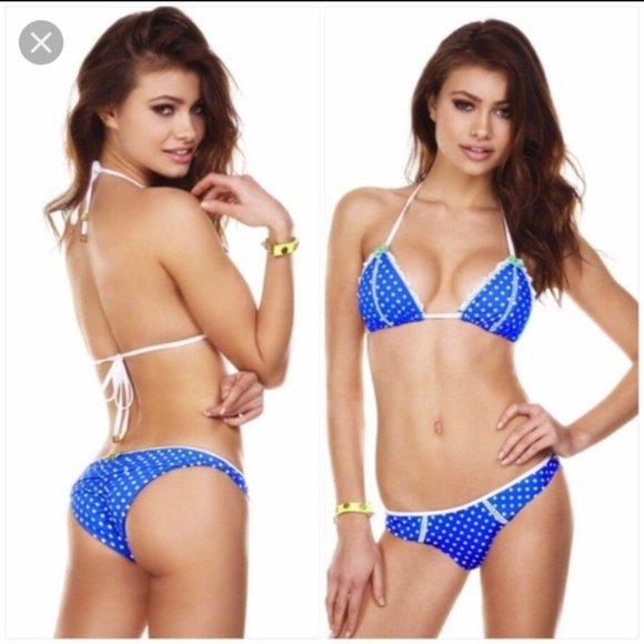 Beach Bunny Other - BRAND NEW GENUINE BEACH BUNNY HAUTE POLKA DOT BLUE SMALL LARGE SET